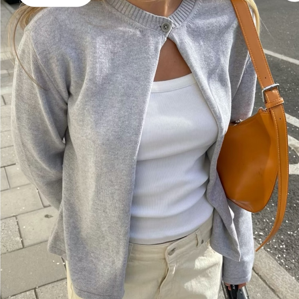 DJERF AVENUE Button Up Cardigan in Grey Melange 🩶